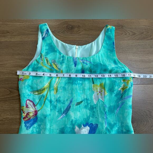 Vintage 90’s Carol Anderson Floral Tulip Print Sleeveless Tank Dress Blue Sz 8 - Picture 7 of 9